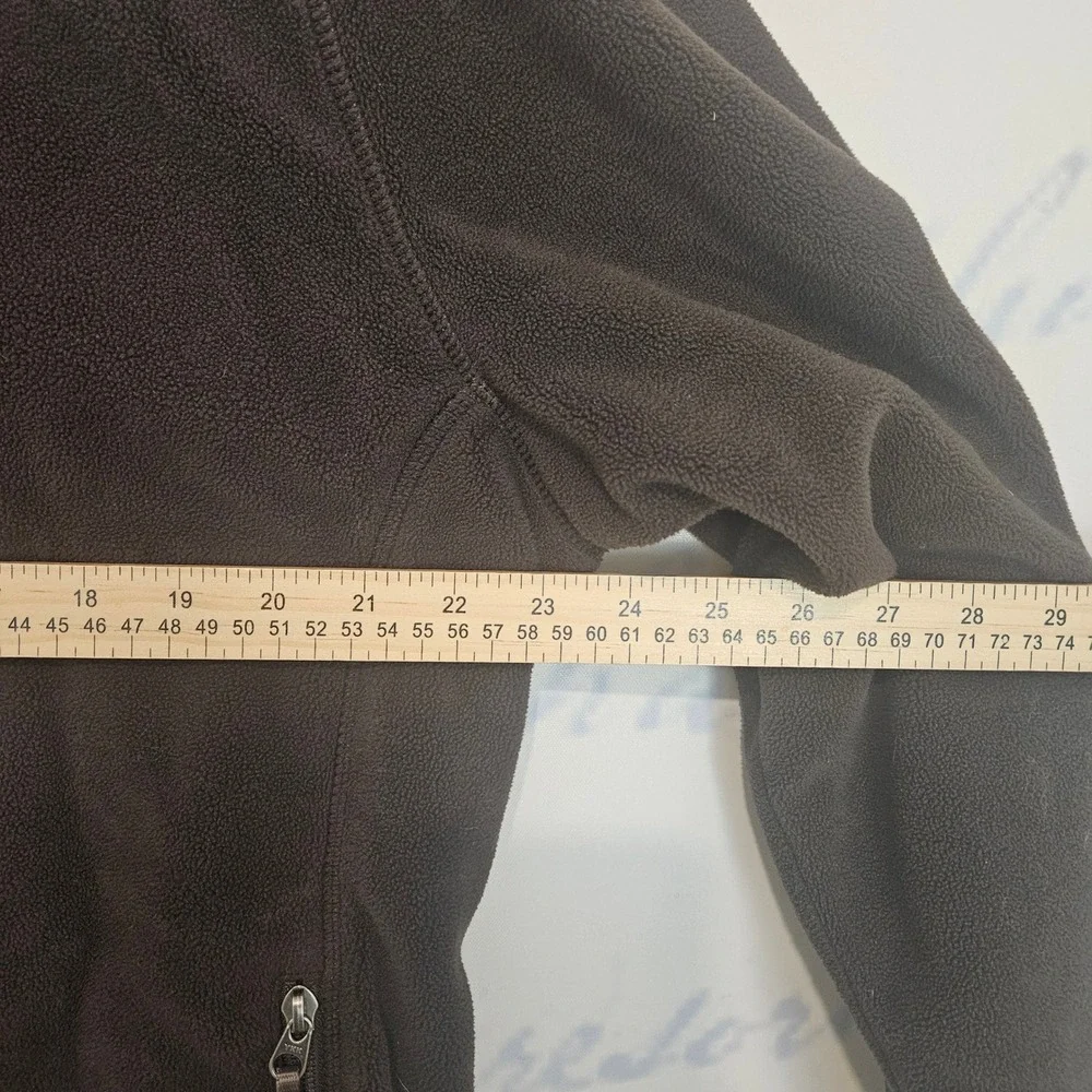 Eddie Bauer Mens Full Zip Fleece Jacket Brown Gray Woven Overlay Large 7862